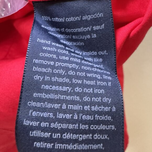 Tommy Hilfiger Women’s Large Button Down Shirt Red Love You More Stitching - Picture 6 of 7